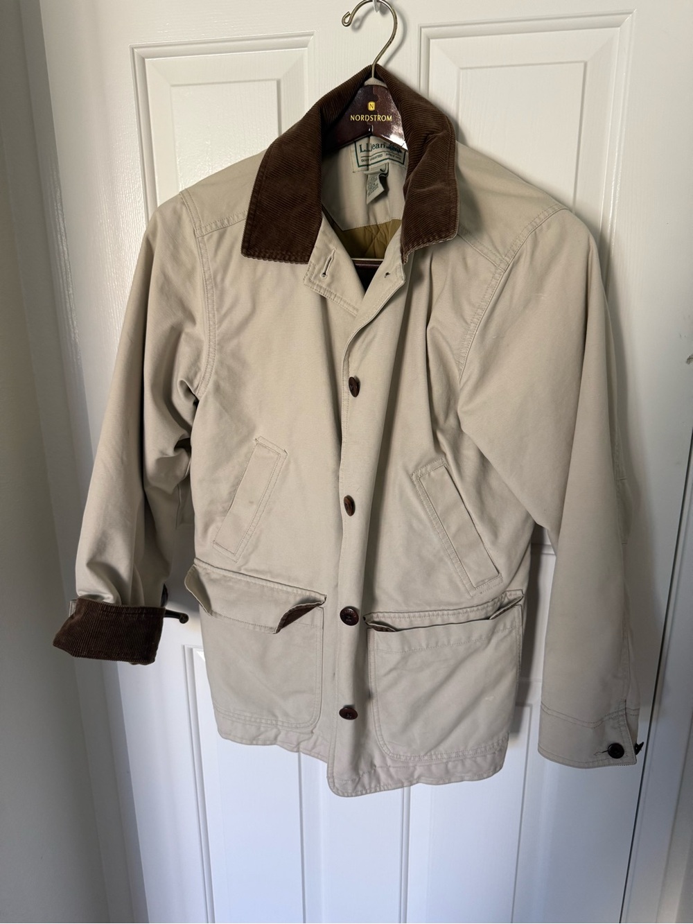 Vintage LL Bean Cotton Jacket with Brown Corduroy Collar